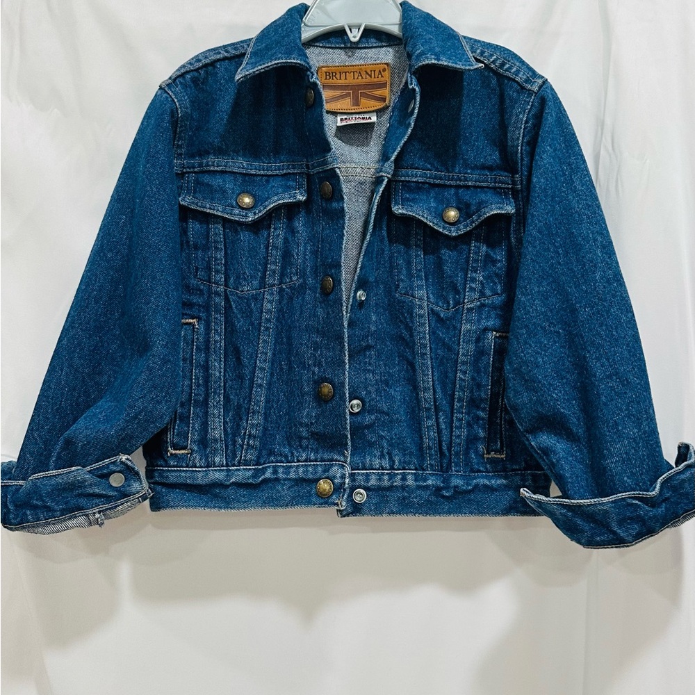 Brittania Youth Blue Jean‎ Jacket Medium 5/6, Snaps, USA